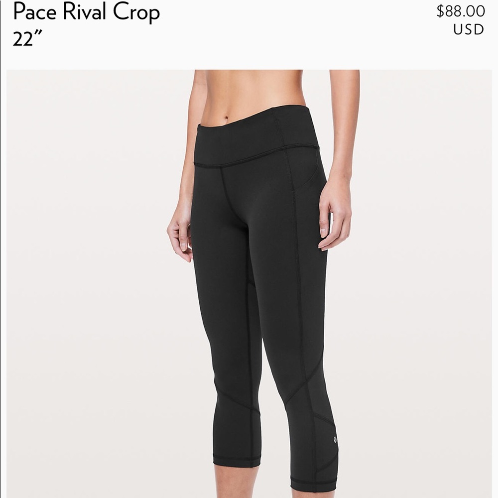 Lululemon - Black Older Pace Rival Crop “22